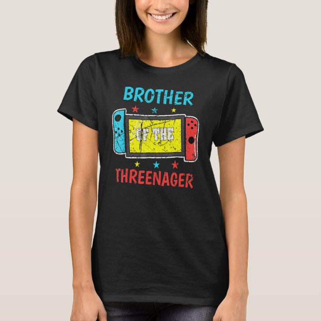 T-shirt Frère D'Un Trois Enfant Joueur D'Enfants 3e Annive (Devant)