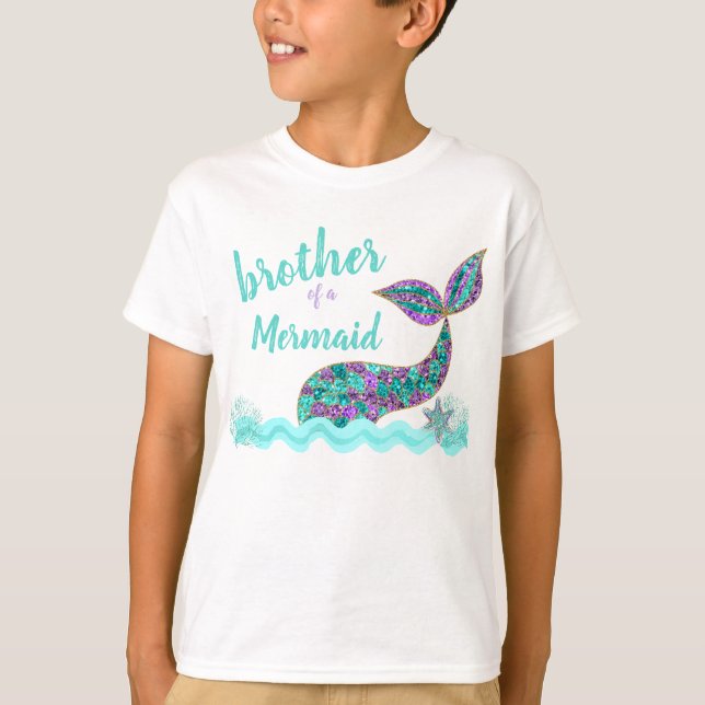 T-shirt Frère d'une Sirène, chemise de fête d'anniversaire (Devant)