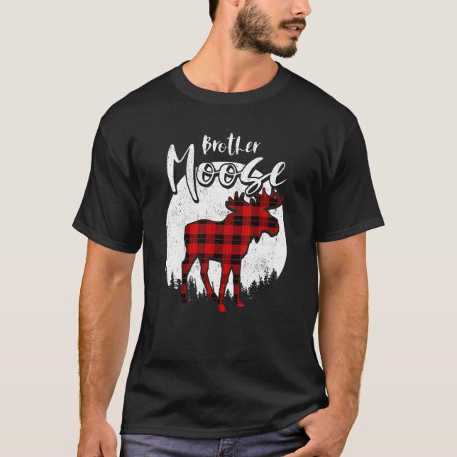 T-shirt Frère Moose Red Plaid Buffalo Famille Correspondan (Devant)