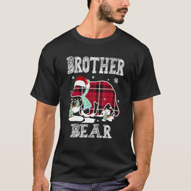 T-shirt Frère Ours Rouge Buffalo Plaid Famille Corresponda (Devant)