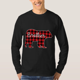 T-shirt Frère Ours Rouge Plaid Design Famille Correspondan