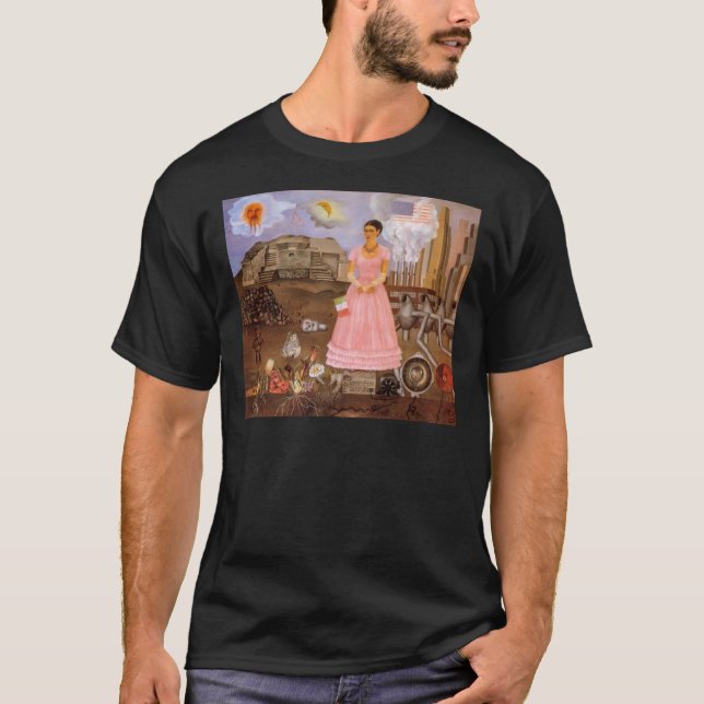 T-shirt Frida Kahlo Self Portrait le long de la ligne Boar (Devant)