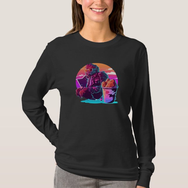 T-shirt Fried Chicken Synthwave 80s Retrowave Aesthetic (Devant)