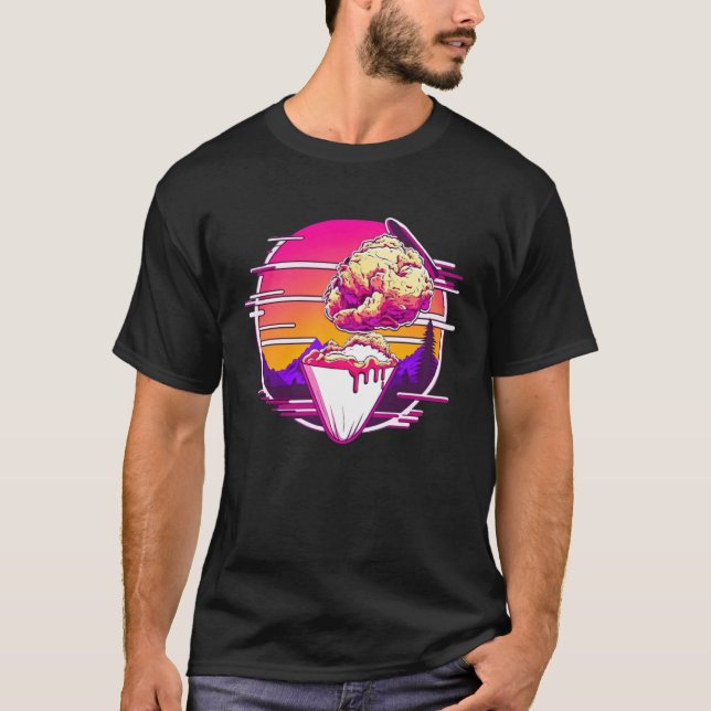 T-shirt Fried Chicken Synthwave 80s Retrowave Aesthetic (Devant)
