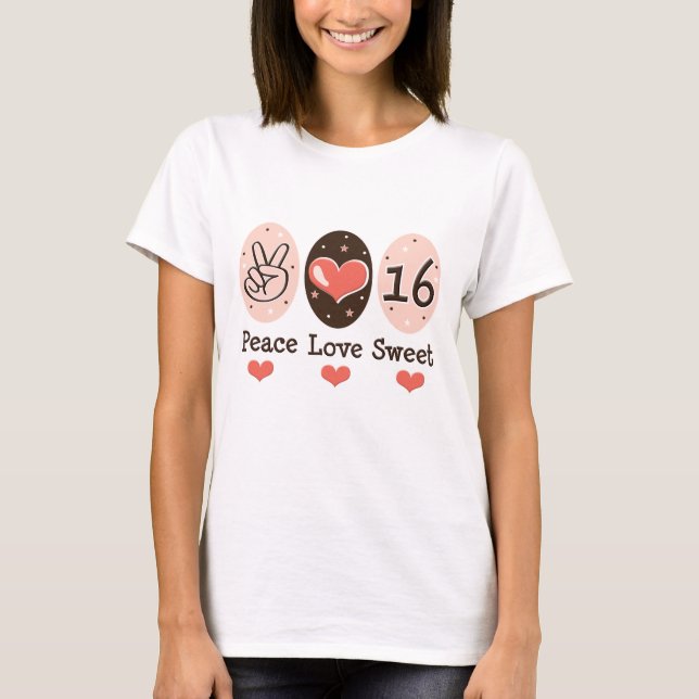 T - Shirt FriedensLiebe-16. Geburtstag 16 (Vorderseite)