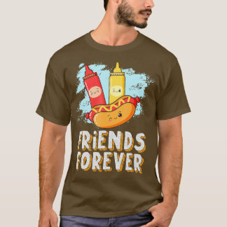 T-shirt Friends Forever Hotdog Bun Ketchup Mustard Mayo