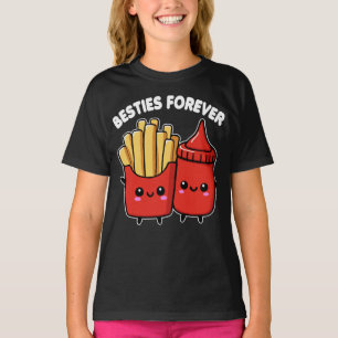 T-shirt Fries Françaises Et Ketchup Besties Pour Toujours