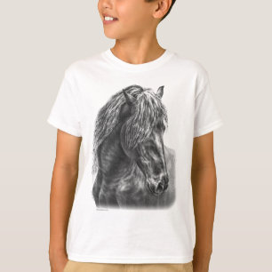 T-shirt Friesian Horse Portrait Wavy Mane