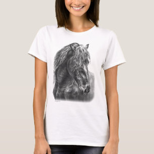 T-shirt Friesian Horse Portrait Wavy Mane