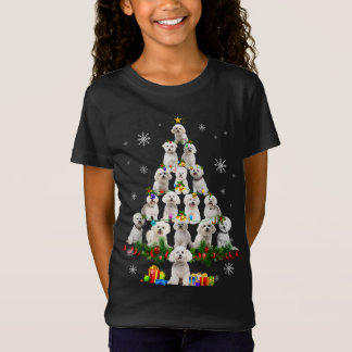 T-Shirt Frise de Bichon Frise Noël Lumières Drôle Chien Xm