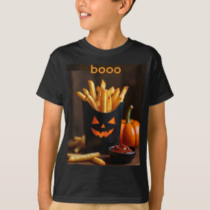T-shirt Frites de citrouille avec du ketchup pour Hallowee