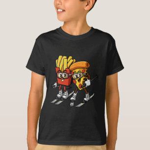 T-shirt Frites Pizza Ski Drôle Skieur Nourriture Rapide Sk