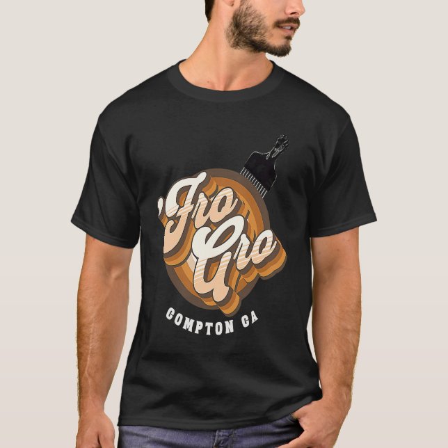 T-shirt Fro Gro Compton California  Afro Pick  Raised Fist (Devant)