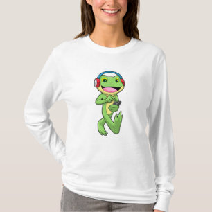 T-shirt Frog à la musique avec casque
