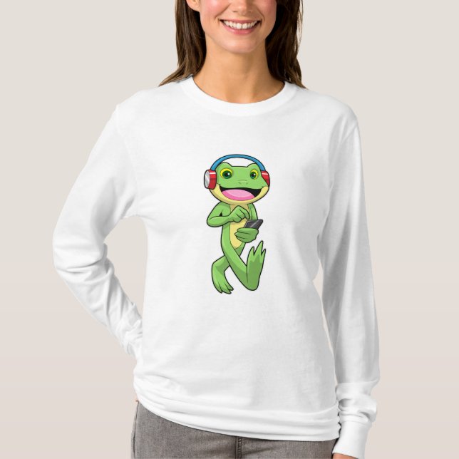 T-shirt Frog à la musique avec casque (Devant)