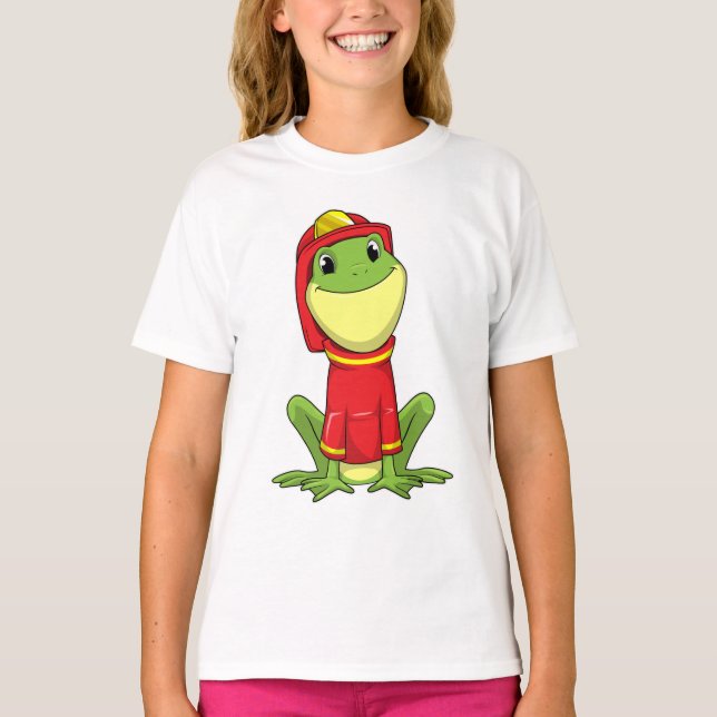 T-shirt Frog as Firefighter avec Helmet (Devant)