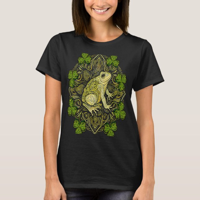 T-shirt Frog Cute Mandala Irish Shamrock C St Patricks (Devant)