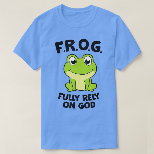 T-shirt Frog Fully Rely On God Christian Frog  (Design devant)