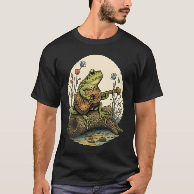 T-shirt Frog Jouer Guitare Frog Jouer Banjo Sur (Devant)