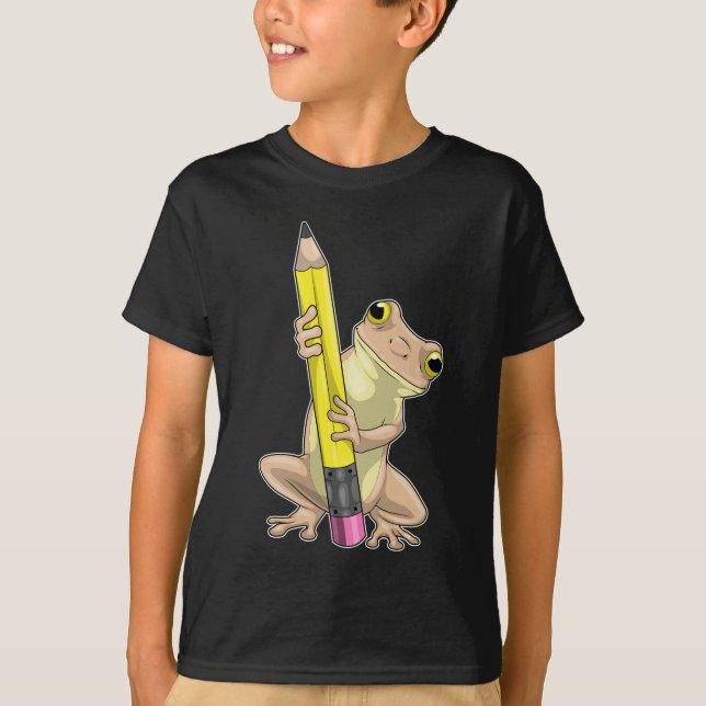 T-shirt Frog Pupil Pencil School (Devant)