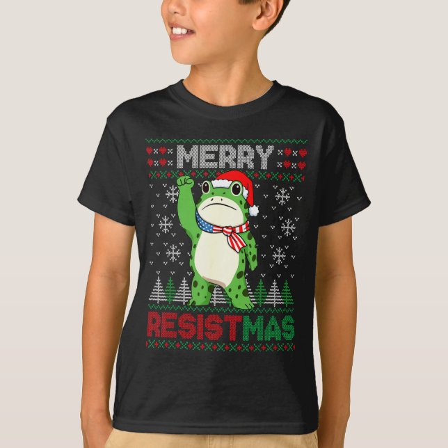 T-shirt Frog Retro Merry Resistmas Funny Litical Ugly Chri (Devant)