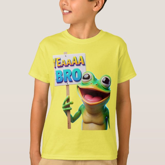T-shirt Froglet riant avec un signe (Devant)