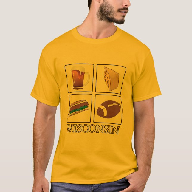 T-shirt Fromage de bière Brats Football Wisconsin Mens Gol (Devant)