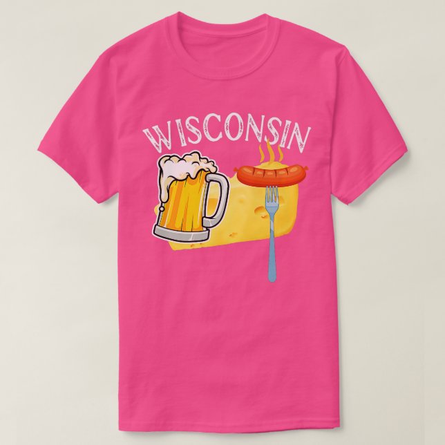 T-shirt Fromage d'État Wisconsin Bras de bière (Design devant)