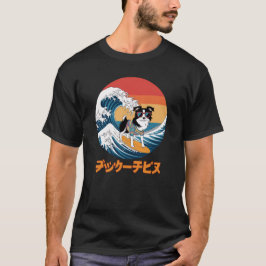 T-shirt Frontière drôle Collie Japonais Kanagawa Wave Chie