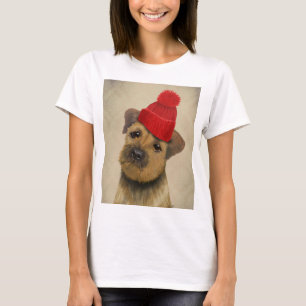 T-shirt Frontière Terrier avec le casquette rouge de
