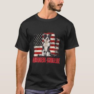 T-shirt Frontière vintage américaine Drapeau Collie Amou