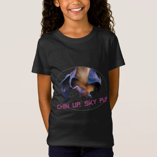 T-Shirt Fruit Bat Sky Puppy Chin Up Encouragement Cadeau O (Devant)