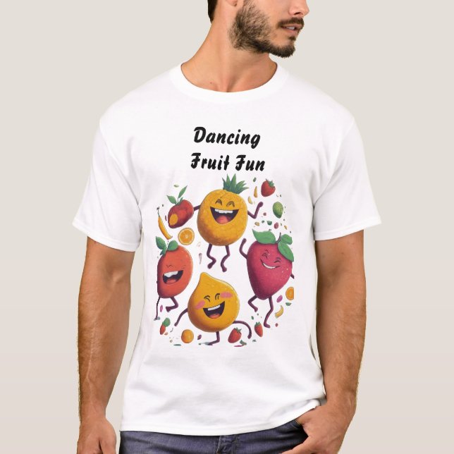 T-shirt Fruit Dansant Fun coloré et heureux fruit blanc (Devant)