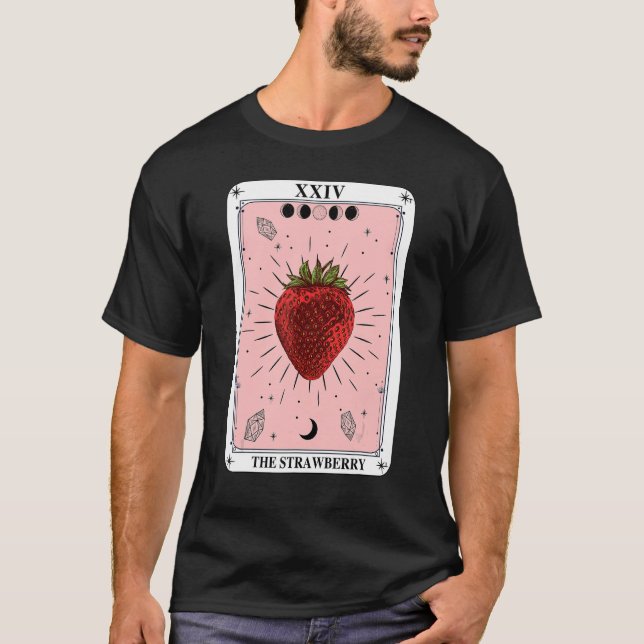 T-shirt Fruit Lune Croissant Carte Tarot Fraise (Devant)