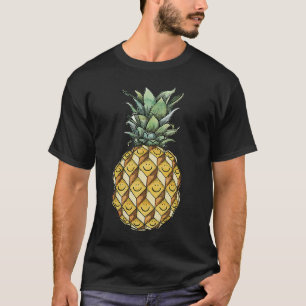 T-shirt fruité ananas sourire visage vert jaune fruit h