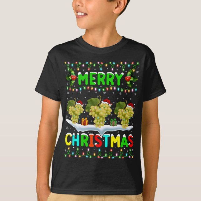 T-shirt Fruits de Noël Éclairage de Noël Chapeau de Noël J (Devant)