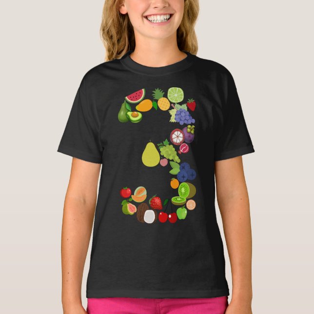 T-shirt Fruits du 3e anniversaire 3 Numéro Pour Garçons de (Devant)