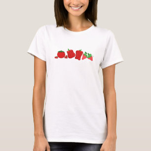 T-shirt Fruits et légumes de couleur rouge