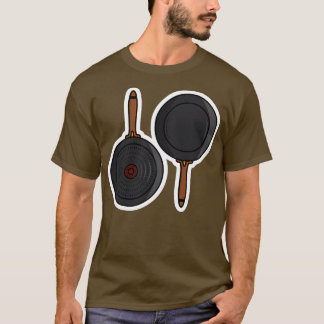 T-shirt Fry Pan Design de l'autocollant avant et arrière