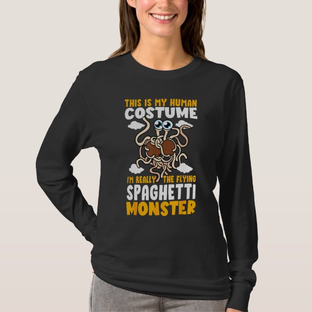 T-shirt FSM My Human Costume I'm Really The Flying Spaghet (Devant)