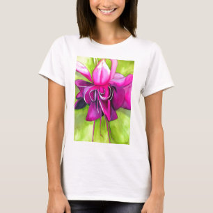 T-shirt Fuchsia pop art watercolour flower