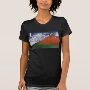 T-shirt Fuji rouge, Aka Fujiyama Volcan Katsushika Hokusai