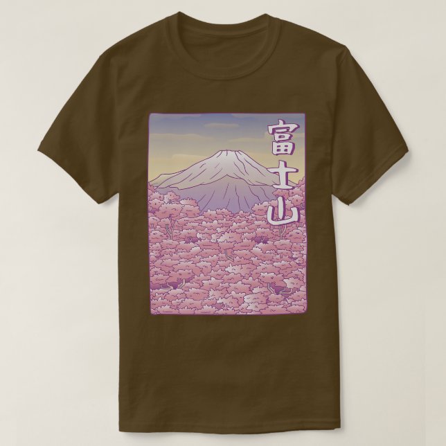 T-shirt Fuji Yama Japon Sakura Cherry Blossom (Design devant)