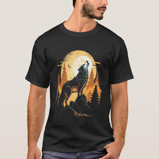 T-shirt Full Moon Howling Wolf Wolves   1 (Devant)