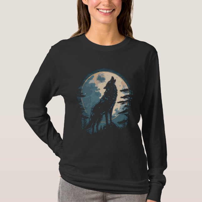 T-shirt Full Moon Howling Wolf Wolves   2 (Devant)