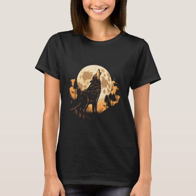 T-shirt Full Moon Howling Wolf Wolves   3 (Devant)