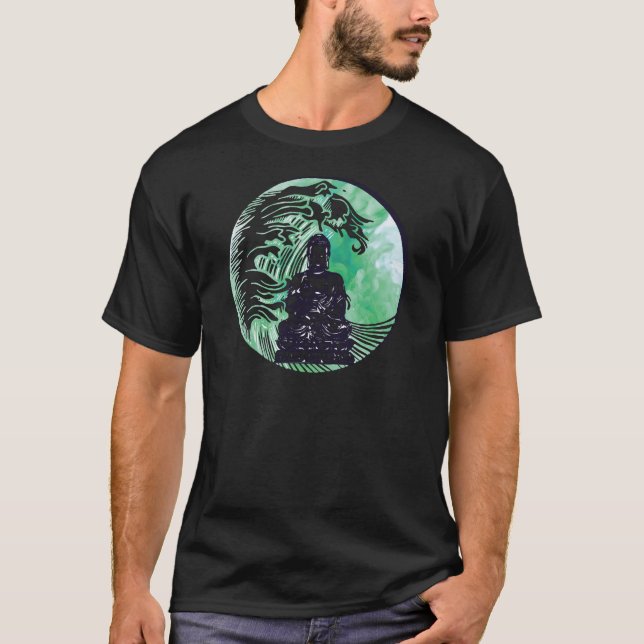 T-shirt Fumée d'émeraude de vague de Bouddha d'ouragan (Devant)