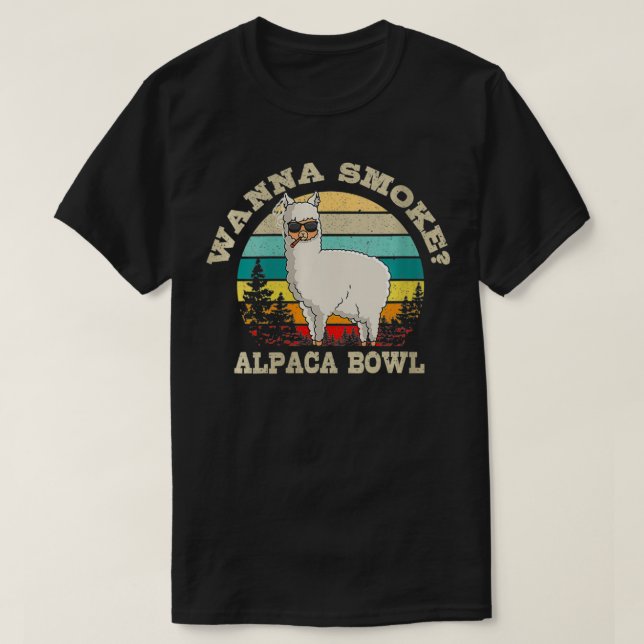 T-shirt Fumer Alpaca Bowl Llama Weed Pot Retr (Design devant)