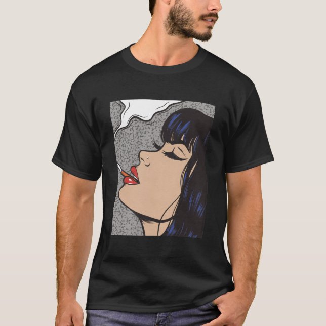 T-shirt Fumer Comic Pop Art Girl (Devant)