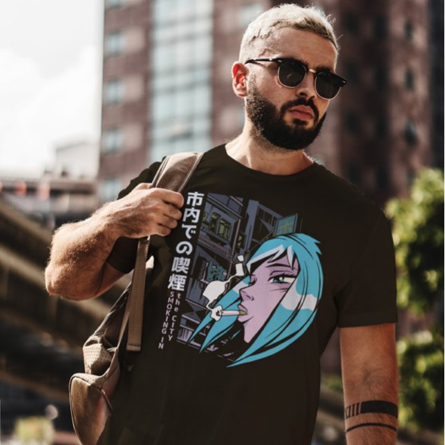 T-shirt Fumer la fille d'Anime (Créateur téléchargé)